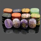 4pcs set 7 Chakra Palm Stone Set Engraved Usui Symbols Reiki Crystal Stones