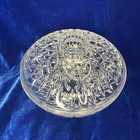 Vintage Pressed Glass Covered Candy Dish  Powder Jar With Lid Ornate Etched