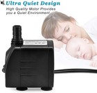 220gph Ultra Quiet Fountain Pump  15w 800l h  For Pond  Water Feature  Aquariums