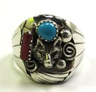 Native American Navajo Signed Sterling Silver Turquoise Wolf Ring Size 12 75 142