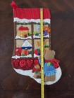 Completed Felt Christmas Stocking Appliqued Jeweled Sequin Toy Store Teddy Bear