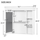 White Bathroom Mirror Storage Cabinet With Five Shelves And Concealed Door For