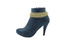 Women Boot Bracelet Antique Gold Metal Chain 2pcs Anklet Shoe Charm Handmade