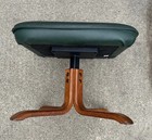 Vintage Green Leather Stool Footstool Retro Ottoman Danish Pouf Westnofa Era