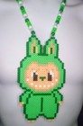 Green Labubu Perler Bead Necklace-edc-festival-plur-rave-edm