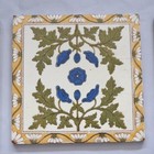 Set Of 8 Antique Fireplace Tiles Print   Tint Blue   Red Floral Pilkington C1902