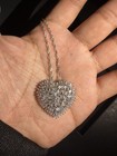 925 Sterling Silver Chain   Heart Pendant Cubic Zirconia Baguettes 