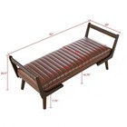 52  Mid Century Bench With Walnut Wood Leg channeled Upholstered Footrest Stool