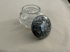 Antique Cut Glass Powder Jar With Art Nouveau Style Sterling Silver Lid