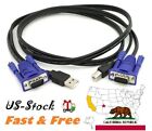 Usb 2 0 Pc Monitor 15 Pin Standard Vga Svga  Adapter Cable For Kvm Switch Pc New