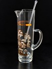 Vintage Mcm Culver 22k Mushroom Glass Cocktail Pitcher Stir Stick Barware Retro