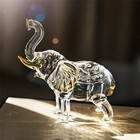 Handmade Crystal Thai Elephant Statue - Trunk Raised Figurine  Home Decor  Glass