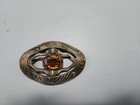 Vintage Or Antique Brass Art Nouveau Pin With Citrine Colored Stone