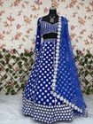 New Latest Blue Georgette Lehenga Choli With Organza Silk Dupatta For Women