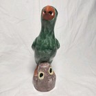 Chinese Export Green Glazed Parrot Figurines 10 Inches Tall Famille Verte