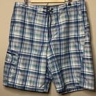 Columbia Board Swim Shorts Men 38   x10 5    Green Plaid 100  Polyester