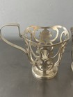 Set Of 4 Art Nouveau Silverplate Tea Glass Holders Filigree Sheffield Cutaway