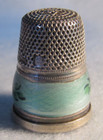  1263 Light Green Enamel  Sterling  Thimble - Germany  size 7 