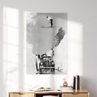 Ski Jump Over Car Vintage Apres Ski Lodge Decor Skiing Wall Art Poster Print