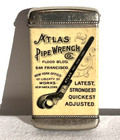 Antique Advertising Match Safe - Atlas Pipe Wrench Co San Fran Celluloid Vesta