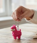 2  Pink Cartoon-style Llama Squeeze Keychain Durable Rubber Backpack Accessory 