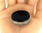 Vintage Sterling Silver Black Onyx Jewelry Box Pill Case Trinket 1 5   