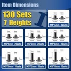 130 Sets Black Chicago Screws Kit M4 M5 Binding Rivets For Leather Belt Book Diy