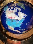 World Globe 10  Inlaid Semi Precious Gemstones Lapis Metal Frame Table Top