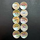 10 Vintage Mother Of Pearl Buttons Set 2 Hole Iridescent Concave 3 4 Mop Vtg