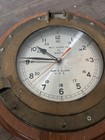 Bell Clock Co Nautical Solid Brass Ships Porthole Quartz Clock Wood Mount Vtg