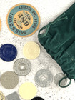 Vintage Lot Of 20 Assorted Tokens In Velvet Bag