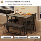4-piece Dining Table Set For 4 With Bench  Kitchen Table Upholstered Chairs Set