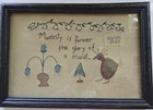 Antique Framed Finished Embroidered 1910 Folk Art Sampler 9 5x14