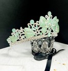 Lime Green Crown  Royal Princess Tiara  Silver Gemstone Crown  Quinceanera Tiara