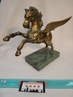 Vintage Art Deco Solid Brass 9lbs Pegasus Flying Horse Statue Marble Base  
