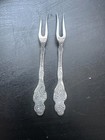 Nils Johan Sweden Silverplate Pickle Forks Pair Extra Prima Alpaca Ornate