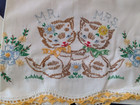 Vintage Handmade Mr    Mrs  Kitties Embroidered Cotton Pillow Case Set