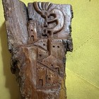Hand Carved Hopi Kokapelli Cliff Dwelling Sculpture Wood  Signed By  Lucinda Sky