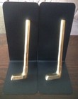 Pair Of Vintage Retro Brass Golf Club On Black Metak Book Ends    cool   