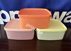 Tupperware Small Freezer It Square Rounds 400ml Container Set Of 3 Vintage New
