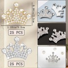 50 Pcs Rhinestone Crown Embellishments 1 25 X 0 98 X 0 5 Inches  Gold  Silver