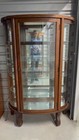 Antique  Bow Front China Cabinet Curved Glass Lighted Philadelphia Furniture Co
