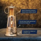 Oil Lamp - 10    Tall Miners Lamp With Brass Body  Glass Chimney  And Mesh Scre   