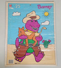 Barney Lot     2 Vintage 1993 Puzzles  cowboy Mb   Bathtime Playskool      3 Toy Fig