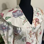 Vtg 80s Ann Young 2 Pc Set Ruffle Top   Skirt Ivory Floral Cotton Cottage Sz 6 