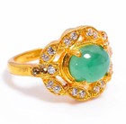Natural Emerald Ring  925 Sterling Silver Ring For Women  Yellow Gold Finish