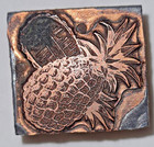 Vintage Printing Letterpress Printer Block Wood Metal Grocery Pineapple