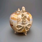 Antique Japanese Meiji Satsuma Vase W  Nobleman And Foo Dogs  signed  9 by9 