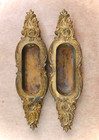 Pair Antique Rococo Style Window Lift Handles Cast Brass Bronze Ornate Nouveau