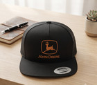 John Deere Logo Embroidered Trucker Hat Black Snapback Flat Brim Cap